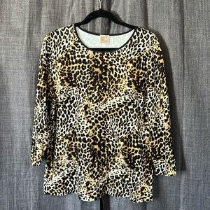 JM collection leopard spot 3/4 sleeve tshirt size XL